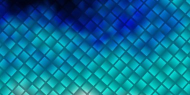 Açık mavi vektör deseni kare biçiminde. Gradyan dikdörtgenleri ve kareleri olan renkli çizimler. Reklamlar ve reklamlar için desen.