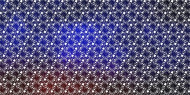 Açık mavi, eğri çizgileri olan kırmızı vektör arkaplanı. Renkli çizgilerle dairesel çizimler. Cep telefonları için şablon.