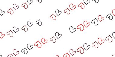 Açık pembe, kırmızı vektör desenli renkli kalpler. Sevgililer günü için aşk konseptinde kalplerin olduğu bir ilüzyon. Sevgililer Günü ilanı, afişi, afişi için tasarım.