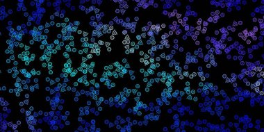 Koyu pembe, gizli sembollü mavi vektör arkaplan. Gradyan simya şekilli renkli bir illüstrasyon. En iyi tasarım Cadılar Bayramı olayları.