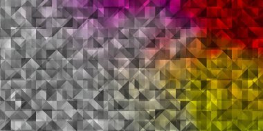 Kristallerle, üçgenlerle ışık çok renkli vektör şablonu. Üçgen şekilli ışıltılı soyut çizimler. Terfileriniz için tasarım.