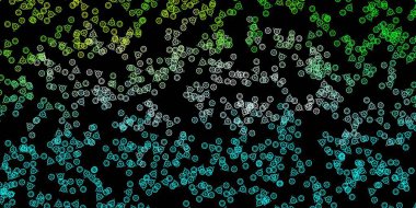 Koyu mavi, dini sembollü yeşil vektör dokusu. Sihirli ruhani güç işaretleri olan bir ilüzyon. Okült tasarımın için basit bir temel.