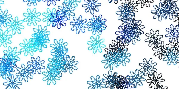 Padrão Doodle Vetor Azul Claro Com Flores Design Moderno Com —  Vetores de Stock