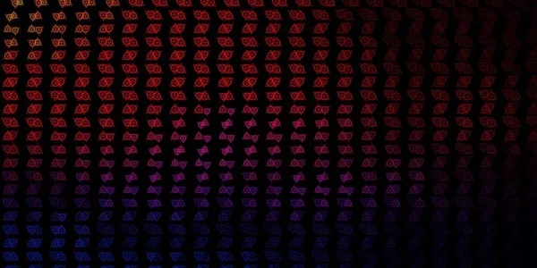 Lacivert, kırmızı vektör arkaplan ve gizemli semboller. Cadılık formlarıyla soyut tarzda geçmişe dönük tasarım. Gizemli, mistik tasarımlar için arkaplan.