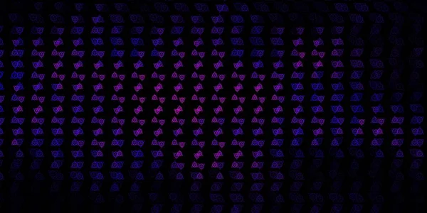 Esrarengiz işaretli koyu mor vektör şablonu. Renkli mistik semboller. Antik tarzda bir eğilim var. En iyi tasarım Cadılar Bayramı olayları.