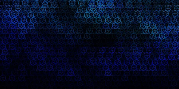 Esrarengiz sembollü koyu mavi vektör arkaplanı. Gradyan simya şekilli renkli bir illüstrasyon. Okült tasarımın için basit bir temel.