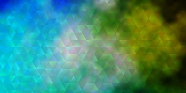 Açık mavi, çok kenarlı yeşil vektör arkaplan. Renkli üçgenli modern soyut illüstrasyon. Broşürler, broşürler için desen