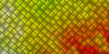 Açık yeşil, kare şeklinde sarı vektör deseni. Soyut tarzda dikdörtgenleri olan modern tasarım. İş broşürleri, broşürler için desen