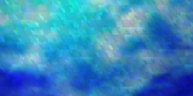 Çizgiler ve üçgenlerle ışık Mavisi vektör düzeni. Soyut arkaplanda renkli eğimli üçgenler. Broşürler, broşürler için desen