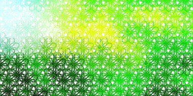 Açık yeşil, kıvrımlı sarı vektör düzeni. Rengarenk çizgileri ve şekilleri olan parlak bir örnek. İş tanıtımınız için tasarım.