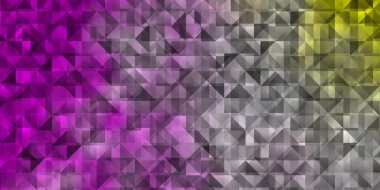 Açık pembe, üçgen biçiminde sarı vektör dokusu. Soyut arkaplanda renkli eğimli üçgenler. Duvar kağıtları için şablon.