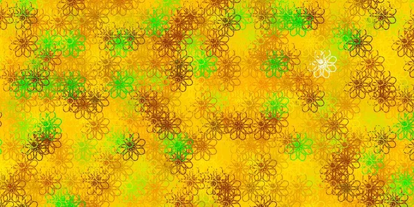 Светло Зеленый Желтый Векторный Фон Изогнутыми Линиями Красочный Геометрический Образец — стоковый вектор
