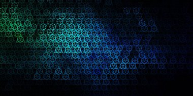 Koyu mavi, sihirli elementlerle yeşil vektör deseni. Cadılık formlarıyla soyut tarzda geçmişe dönük tasarım. Gizemli, mistik tasarımlar için arkaplan.