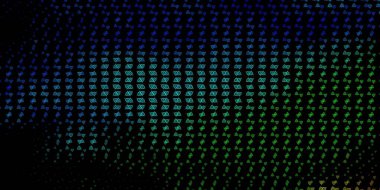 Koyu mavi, sihirli elementlerle yeşil vektör deseni. Renkli mistik semboller. Antik tarzda bir eğilim var. Okült tasarımın için basit bir temel.