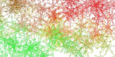 Açık yeşil, kıvrımlı kırmızı vektör arka plan. Eğimli renkli geometrik örnekler var. İş tanıtımınız için tasarım.