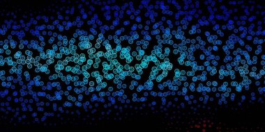 Koyu mavi, dini sembollü kırmızı vektör dokusu. Renkli mistik semboller. Antik tarzda bir eğilim var. Gizemli, mistik tasarımlar için arkaplan.