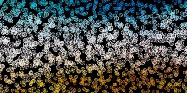 Koyu mavi, sarı vektör desenli sihirli elementler. Renkli mistik semboller. Antik tarzda bir eğilim var. Sihir için dizayn, ruhsal olaylar.