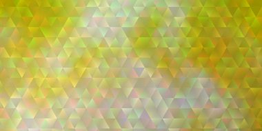 Açık yeşil, üçgen biçiminde sarı vektör dokusu. Soyut arkaplanda renkli eğimli üçgenler. Reklamlar için desen.