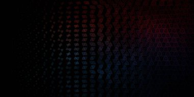 Koyu mavi, gizli sembollü kırmızı vektör arkaplan. Gradyan simya şekilli renkli bir illüstrasyon. En iyi tasarım Cadılar Bayramı olayları.