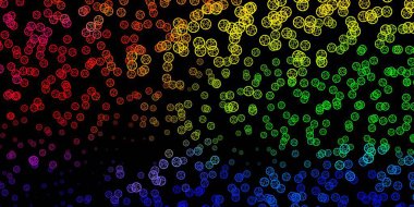 Sihirli elementleri olan koyu renkli vektör deseni. Sihirli ruhani güç işaretleri olan bir ilüzyon. Okült tasarımın için basit bir temel.