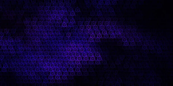 Esrarengiz sembollü koyu mor vektör arkaplanı. Renkli mistik semboller. Antik tarzda bir eğilim var. Sihir için dizayn, ruhsal olaylar.