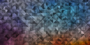 Açık mavi, kırmızı vektör desenli çokgen. Üçgen şekilli ışıltılı soyut çizimler. Broşürler, broşürler için desen