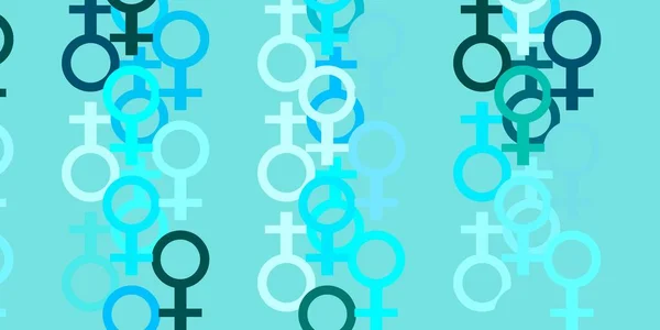 Lichtblauwe Vector Textuur Met Vrouwenrechten Symbolen Kleurrijk Feminisme Symbolen Met — Stockvector