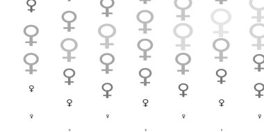 Açık Gri vektör arkaplanı ve kadın güç sembolleri. Kadın gücünün resmedildiği soyut bir çizim. Web tasarımcılarınız için örnek.