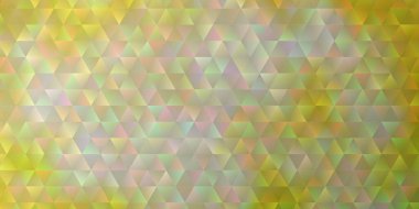 Açık yeşil, üçgen biçiminde sarı vektör dokusu. Soyut arkaplanda renkli eğimli üçgenler. Reklamlar için desen.