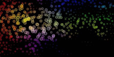 Esrarengiz sembollü çok renkli vektör arkaplanı. Gradyan simya şekilli renkli bir illüstrasyon. Okült tasarımın için basit bir temel.