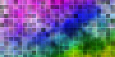 Çizgilerle, dikdörtgenlerle ışık çok renkli vektör düzeni. Dikdörtgenli soyut gradyan çizimi. İş broşürleri, broşürler için desen