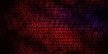 Koyu pembe, kırmızı vektör desenli sihirli elementler. Cadılık formlarıyla soyut tarzda geçmişe dönük tasarım. Sihir için dizayn, ruhsal olaylar.