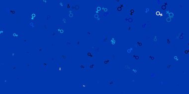 Açık mavi, üzerinde kadın hakları sembolleri olan yeşil vektör dokusu. Değişken feminizm şekilli renkli bir illüstrasyon. Duvar kağıtları için zarif tasarım.