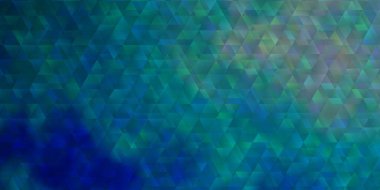 Çizgileri ve üçgenleri olan hafif Mavili vektör arka planı. Renkli üçgenli modern gradyan çizimi. Broşürler, broşürler için desen