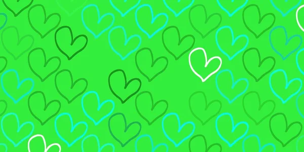 Светло Зеленая Векторная Текстура Прекрасными Сердцами Размытый Декоративный Дизайн Стиле — стоковый вектор