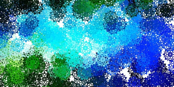 Bleu Clair Motif Vectoriel Vert Avec Des Flocons Neige Colorés — Image vectorielle