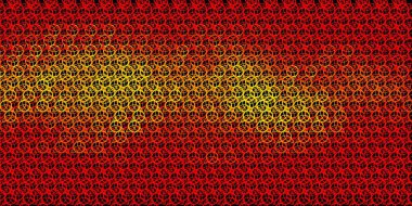 Esrarengiz sembollü koyu turuncu vektör arkaplanı. Gradyan simya şekilli renkli bir illüstrasyon. Sihir için dizayn, ruhsal olaylar.