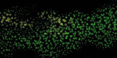 Koyu yeşil, sarı vektör desenli sihirli elementler. Sihirli ruhani güç işaretleri olan bir ilüzyon. Gizemli, mistik tasarımlar için arkaplan.