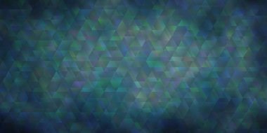 Çizgileri ve üçgenleri olan koyu mavi vektör arkaplan. Renkli üçgenli modern gradyan çizimi. Broşürler, broşürler için desen