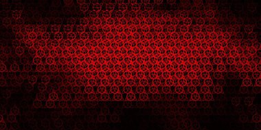 Sihirli elementlerle koyu kırmızı vektör deseni. Renkli mistik semboller. Antik tarzda bir eğilim var. Sihir için dizayn, ruhsal olaylar.