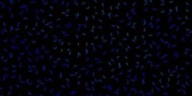 Esrarengiz sembollü koyu mavi vektör arkaplanı. Gotik eğilimli soyut illüstrasyon. Gizemli, mistik tasarımlar için arkaplan.