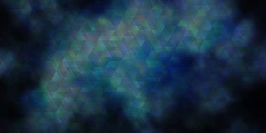 Çizgileri ve üçgenleri olan koyu mavi vektör arkaplan. Renkli üçgenli soyut gradyan tasarımı. Posterler ve afişler için en iyi tasarım.