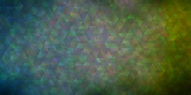 Açık mavi, çizgileri ve üçgenleri olan yeşil vektör düzeni. Renkli üçgenli modern gradyan çizimi. Reklamlar için desen.