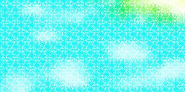 Açık mavi, kıvrımlı çizgileri olan yeşil vektör deseni. Eğri çizgileri olan renkli çizimler. Reklamlar ve reklamlar için desen.