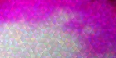Açık pembe vektör arkaplanı, çizgiler, üçgenler. Üçgen şekilli ışıltılı soyut çizimler. Reklamlar için desen.