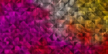 Açık pembe, kristalli sarı vektör şablonu, üçgenler. Soyut arkaplanda renkli eğimli üçgenler. Duvar kağıtları için şablon.