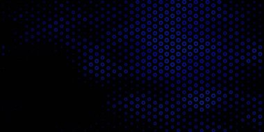 Esrarengiz sembollü koyu mavi vektör arkaplan. Cadılık formlarıyla soyut tarzda geçmişe dönük tasarım. Okült tasarımın için basit bir temel.