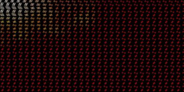 Koyu kırmızı, sarı vektör arkaplan ve gizemli semboller. Renkli mistik semboller. Antik tarzda bir eğilim var. Doğaüstü tasvirler için basit tasarım.