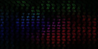 Koyu pembe, sihirli elementli yeşil vektör deseni. Sihirli ruhani güç işaretleri olan bir ilüzyon. Okült tasarımın için basit bir temel.