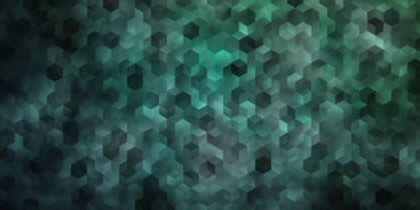 Altıgen şekilli açık yeşil vektör düzeni. Renkli altıgenli bir resim seti. Web sitesi posterleri, afişler için tasarım.